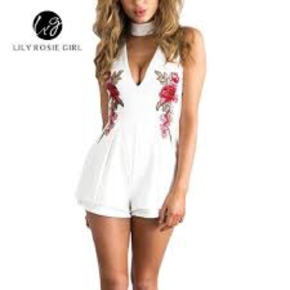 Rose Romper with Choker Detail